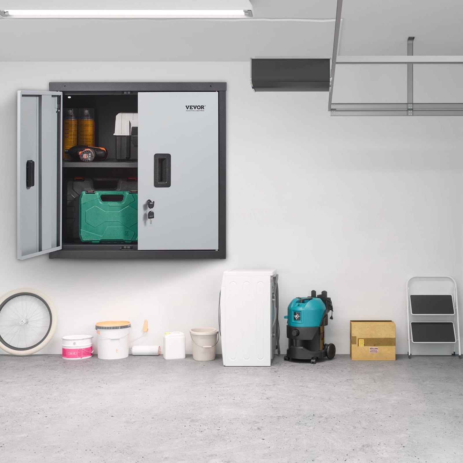 BENTISM Foldable Wall Cabinet Garage Cabinet Wall Mounted 26" Small Cabinet 240lbs