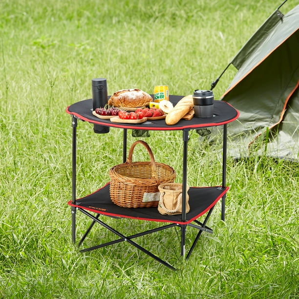 BENTISM Folding Portable Camping Table Fabric Steel Outdoor Table Storage Bag