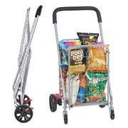 BENTISM Folding Shopping Cart Utility Grocery Basket Cart Shopping Wheels 66 lbs