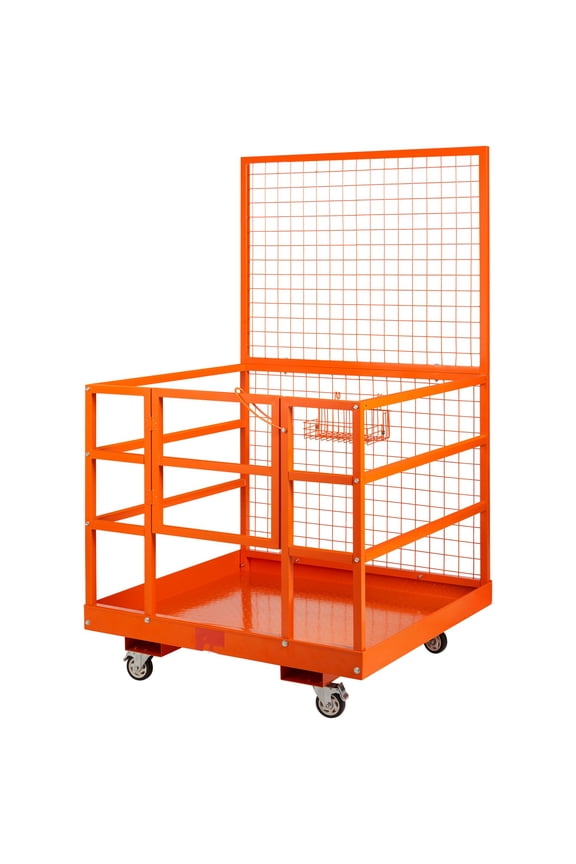 Forklift Safety Cage Work Platform 43X45in 1400lbs w/ Wheels for Aerial