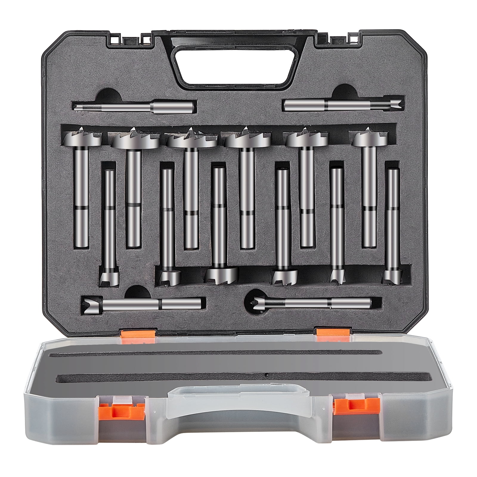 BENTISM Forstner Bit Set, 16PCS Wood Drill Bits Set, Carbide Forstner Bit Set, 1/4" to 1-5/8", Hardwood, Softwood, Auger Opener Round Shank Drilling Cutting Tool for Woodworking