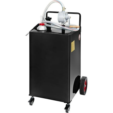 VEVOR Fuel Caddy Fuel Storage Tank 35 Gallon 4 Wheels with Manuel Pump, Black