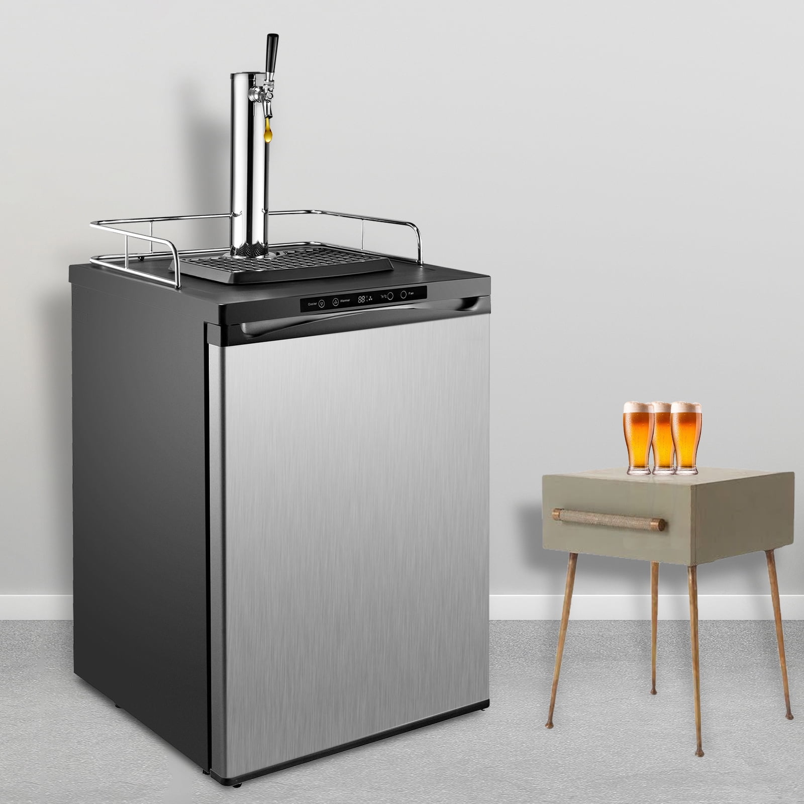 BENTISM Full Size Kegerator Beer Dispenser Refrigerator Grey Fridge