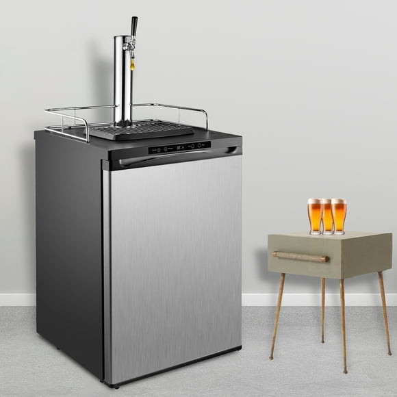 BENTISM Full Size Kegerator Beer Dispenser Refrigerator Grey Fridge Single Tap