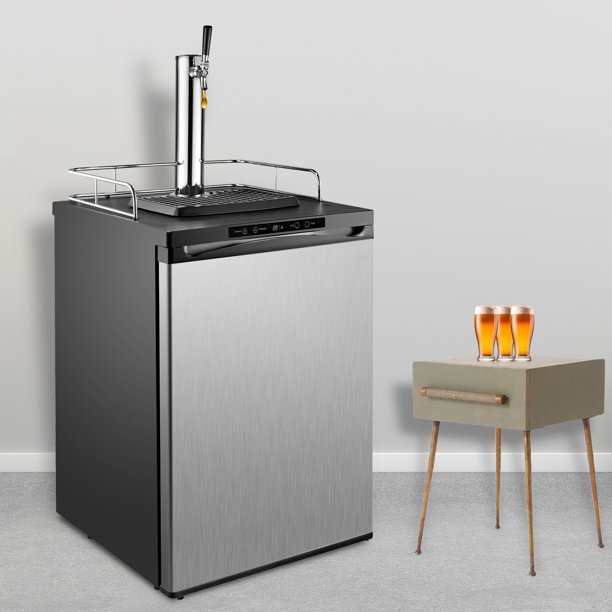 BENTISM Full Size Kegerator Beer Dispenser Refrigerator Grey Fridge