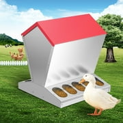 BENTISM Galvanized Poultry Feeder Chicken Feeder No Waste 25lbs Metal Feeder