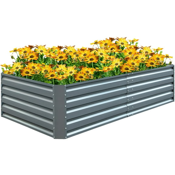 VEVOR Galvanized Raised Garden Bed Planter Gray Box for Plant Flower Vegetable