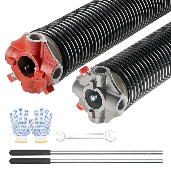 VEVOR Garage Door Torsion Springs Pair of 0.250" x 2" x 28" with Non-Slip Winding Bars, Garage Door Springs, 16000 Cycles Gloves and Mounting Wrench, Electrophoresis Coated for Replacement