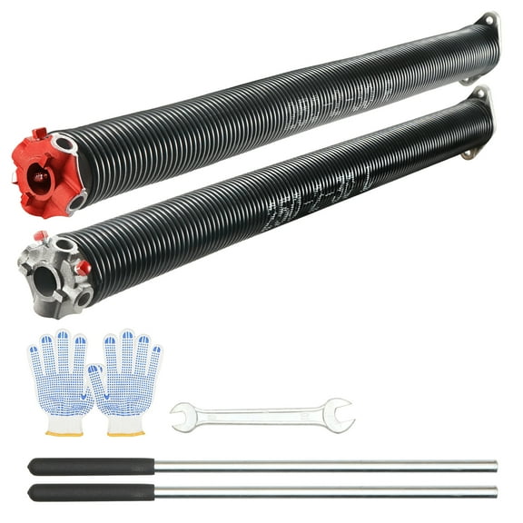 BENTISM Garage Door Torsion Springs Pair of 0.250" x 2" x 30" with Non-Slip Winding Bars, Garage Door Springs, 16000 Cycles Gloves and Mounting Wrench, Electrophoresis Coated for Replacement