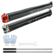BENTISM Garage Door Torsion Springs Pair of 0.250" x 2" x 30" with Non-Slip Winding Bars, Garage Door Springs, 16000 Cycles Gloves and Mounting Wrench, Electrophoresis Coated for Replacement
