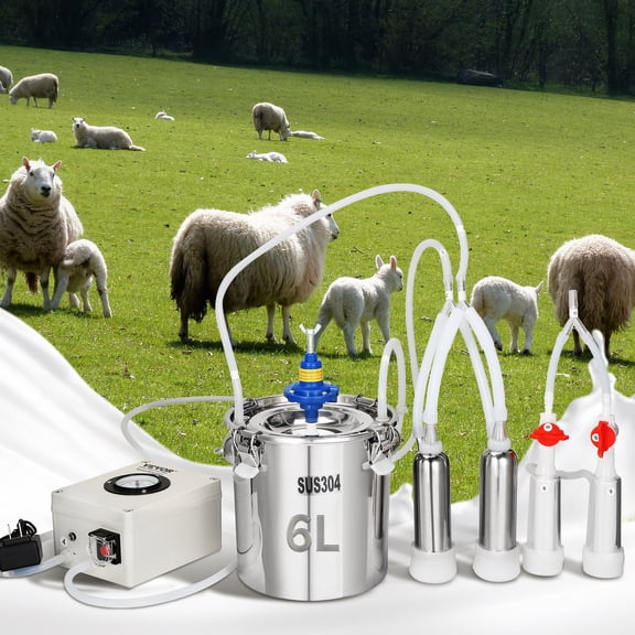 VEVOR Goat Milking Machine Goat Milker 6 L 304 Stainless Steel Bucket for Cows