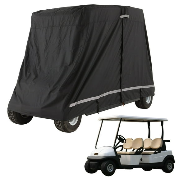 BENTISM Golf Cart Cover 4 Passengers 600D Polyester Waterproof Windproof Cover Universal Fits Cart Enclosure Club Car, Yamaha Golf Cart Black 112''*48*66''