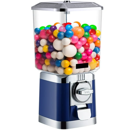 BENTISM Gumball Machine w/ Adjustable Wheel, Zinc Alloy, 7.1"x7.1"x16.5", Blue