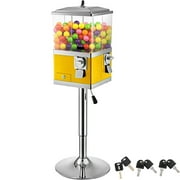BENTISM Gumball Machine Vintage Candy Dispenser with Iron Stand 41-50" Tall -Rotatable Four Compartments Square Vending Machines Yellow With 6 x Keys