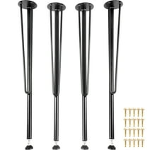 BENTISM Hairpin Metal Table Legs 28 Inch Desk Legs Set of 4 Heavy Duty Bench Legs 3-Rod Metal Furniture Legs Wrought Iron Coffee Table Legs Home DIY for Dining Table w/ Rubber Floor Protectors Black