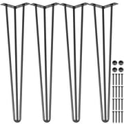 VEVOR Hairpin Table Legs 18" Black Set of 4 Desk Legs 880lbs Load Capacity (Each 220lbs) Hairpin Desk Legs 3 Rods for Bench Desk Dining End Table Chairs Carbon 
