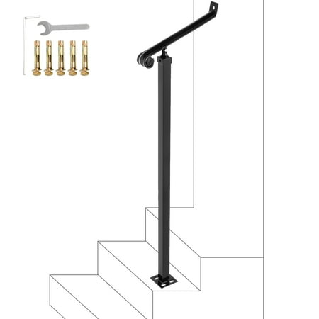 BENTISM Staircase and Railing Handrails with Spanner, Iron Steel Black, 13.00 x 3.90 x 52.40 inches