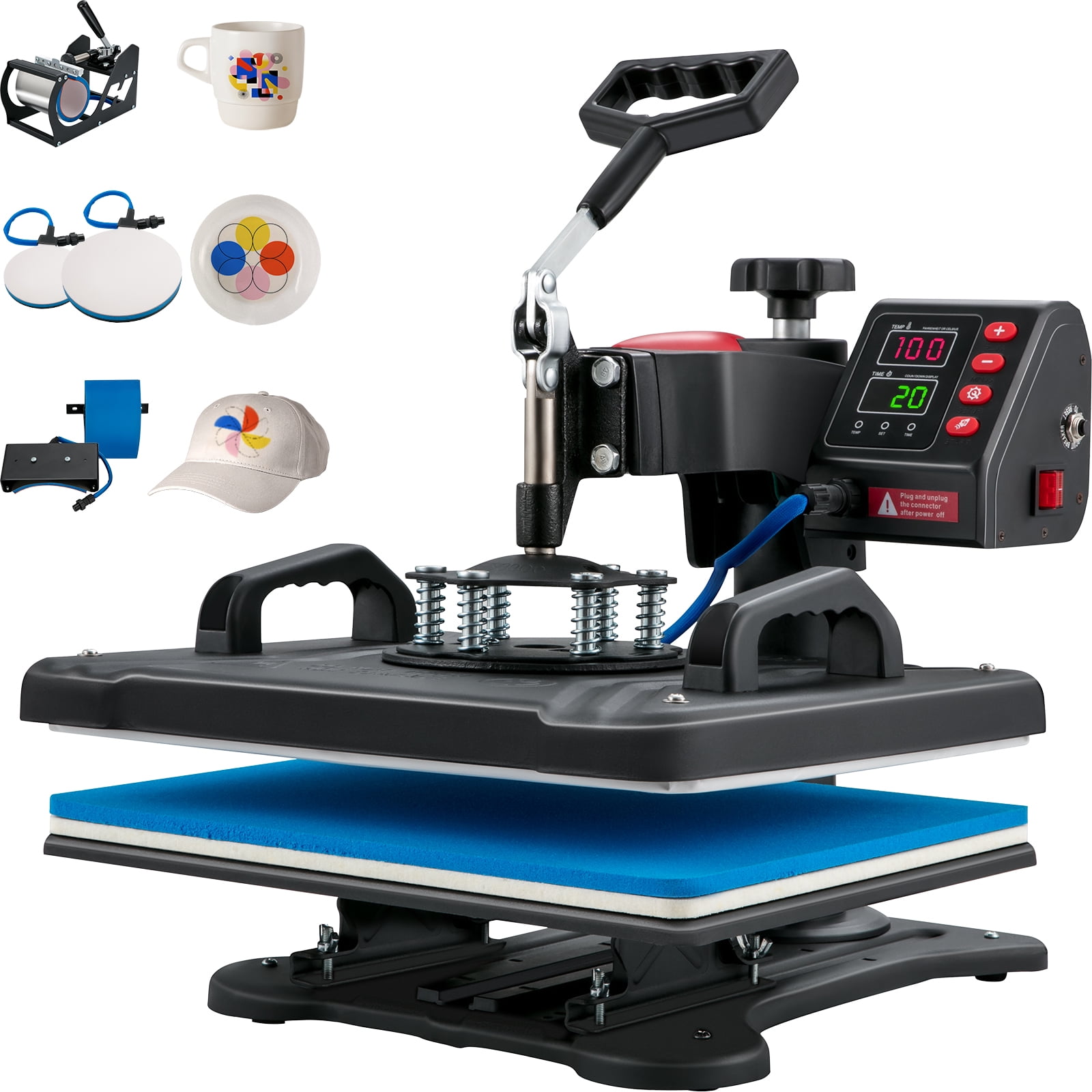 BENTISM Hat Heat Press, 4-in-1 Cap Heat Press Machine, Clamshell  Sublimation Transfer, LCD Digital Timer Temperature Control with 4pcs  Curved Heating Elements (6x3/6.7x2.7/6.7x2.7/8.1x3.5) 