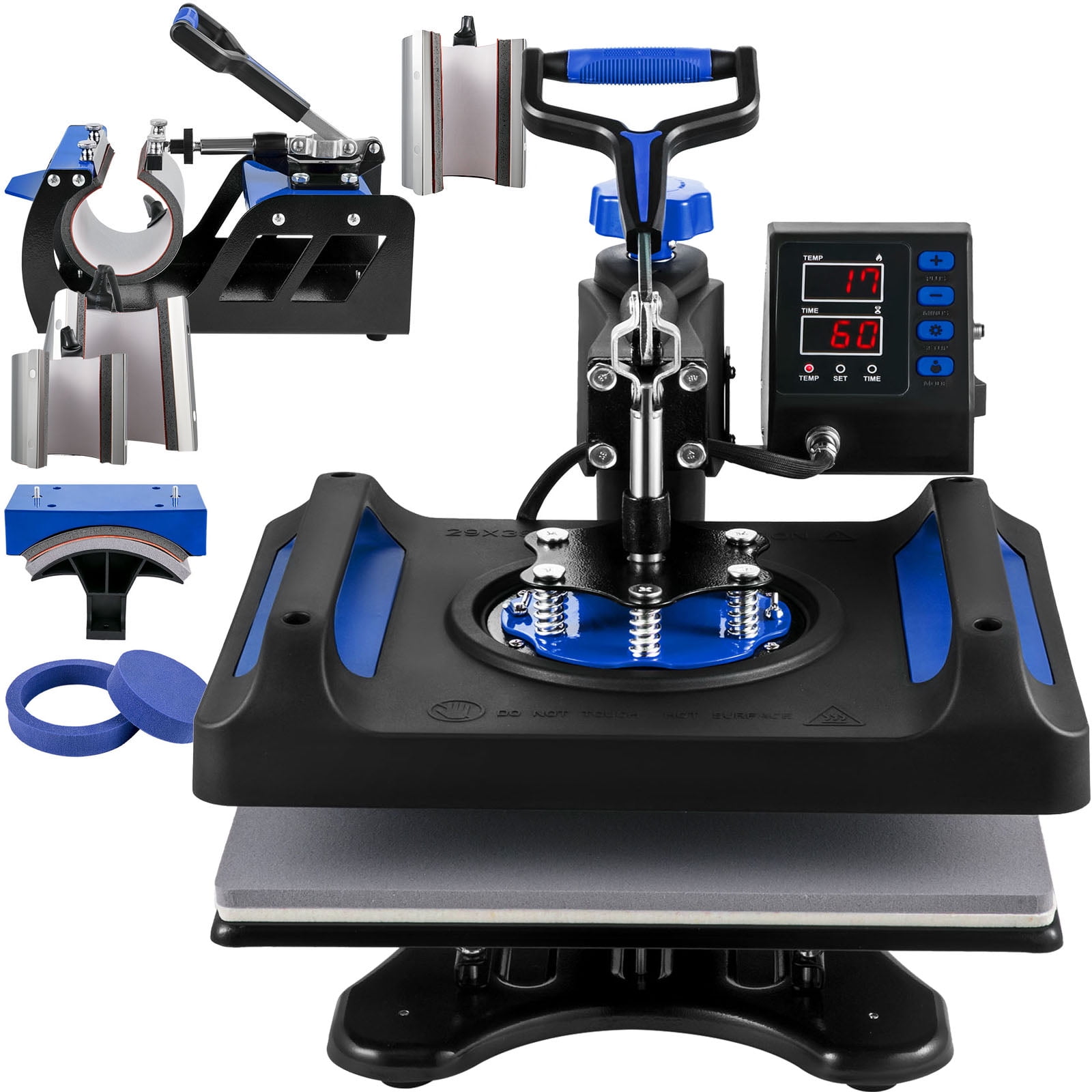 BENTISM Heat Press Machine 8 in 1,12" x 15" Dual-Tube Heating Press Sublimation Machine 360° Rotation Swing Away T-Shirt Printing Machine Dual-Tube Heating for DIY T-Shirts Cap & Mugs Blue