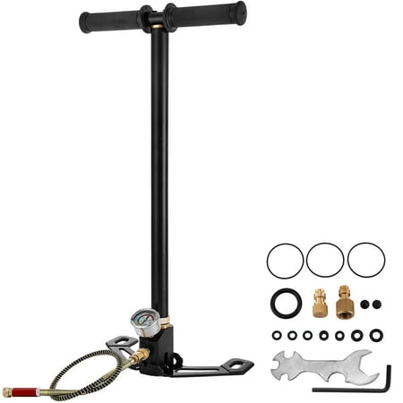 VEVOR High Pressure Hand Pump 3 Stage, Pcp Hand Pump 4500Psi, Airgun Pcp Pump Stainless Steel Filling Stirrup Pump (Black)