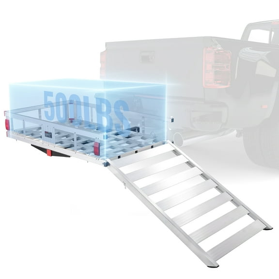 VEVOR Hitch Mount Cargo Carrier 50 x 29.5 x 8.7 in 500lb & Folding Ramp Fits 2" Receiver