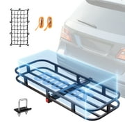 BENTISM Hitch Mount Cargo Carrier 53x19x5 in 500lb & Cargo Net Fits 2" Receiver