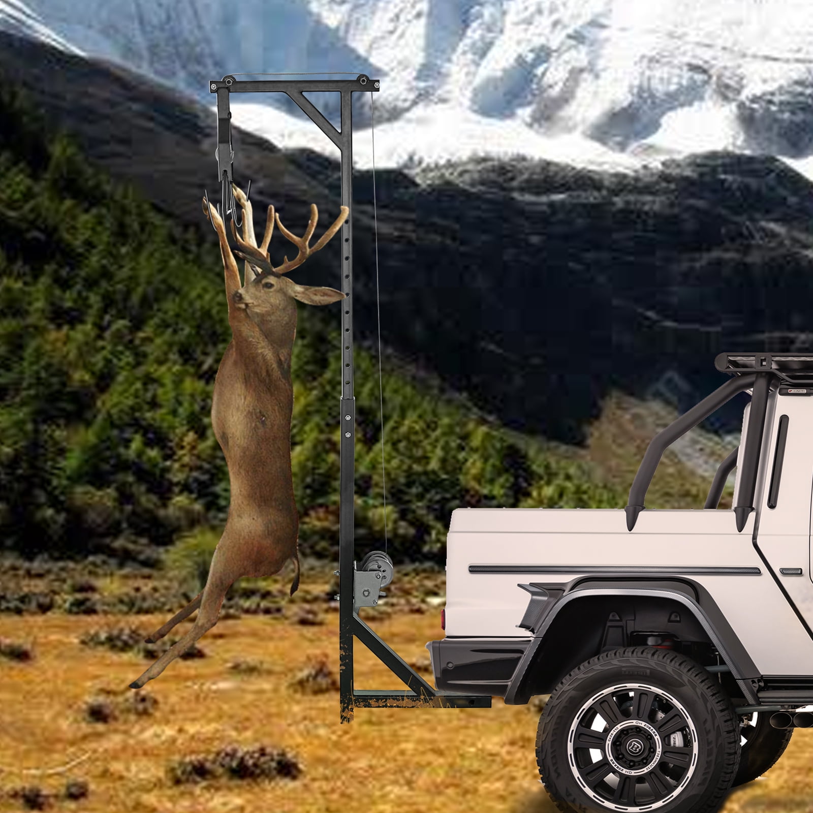 BENTISM Hitch Mounted Deer Hoist, 400lbs Capacity Hitch Game Hoist, 2