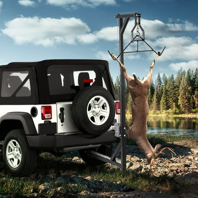 BENTISM Hitch Mounted Deer Hoist, 500lbs Capacity Hitch Game Hoist, 2'' Truck Hitch Deer Hoist