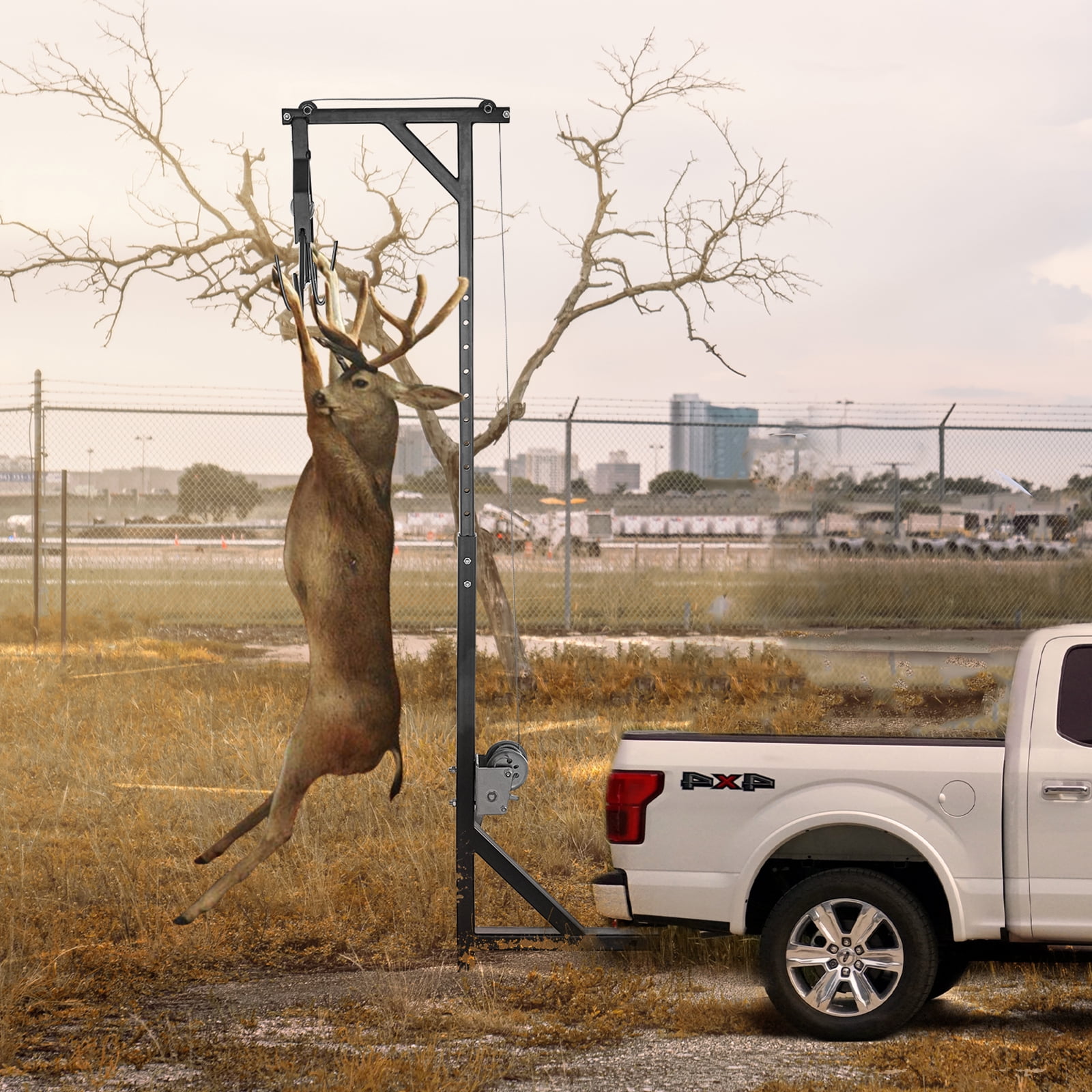 BENTISM Hitch Mounted Deer Hoist, 600lbs Capacity Hitch Game Hoist, 2