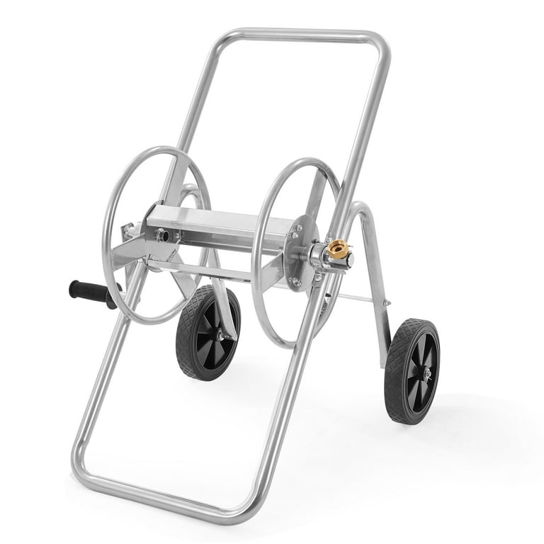 BENTISM Hose Reel Cart with Wheels, Metal hose reel Holds 175 Feet