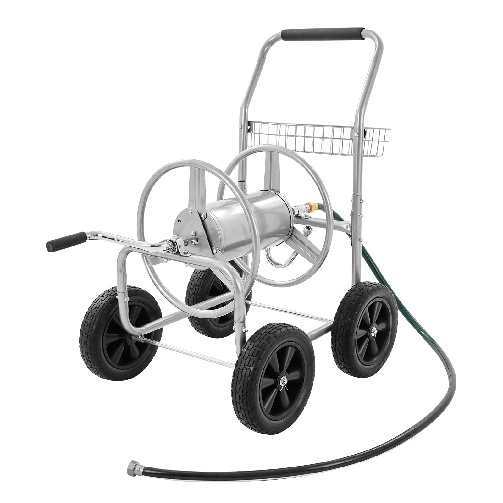 BENTISM Hose Reel Cart with Wheels, Metal hose reel Holds 250 Feet of 5/8  Hose Capacity Heavy Duty Outdoor Water Planting Truck for Yard, Garden 