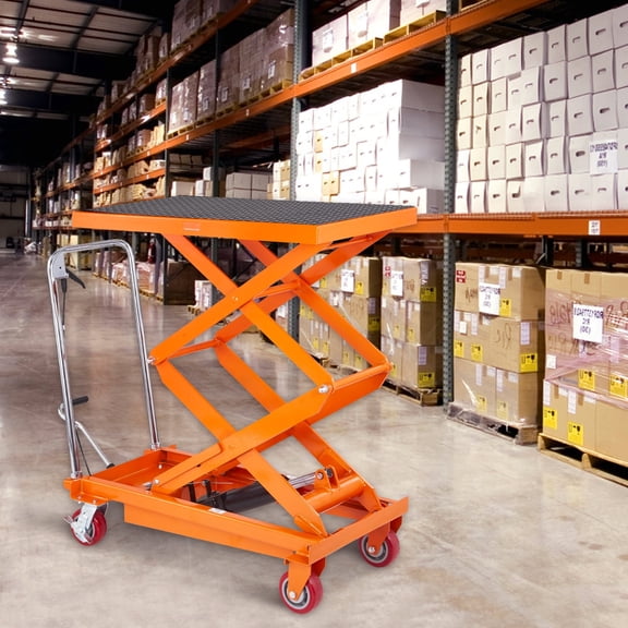 BENTISM Hydraulic Lift Table Cart 770 lbs Manual Double Scissor Lift Table 59"
