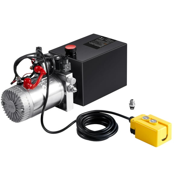 VEVOR Hydraulic Pump, 10 Quart Hydraulic Power Unit, Double Acting Dump Trailer Pump, 0.91 GPM Flow Rate, 3200 PSI Max Relief Pressure, DC 12V Hydraulic Pump for Dump Trailer Car Lifting