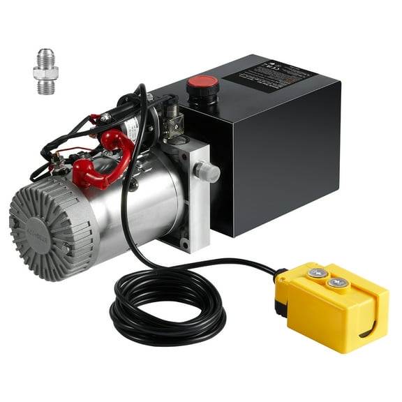 VEVOR Hydraulic Pump, 8 Quart Hydraulic Power Unit, Single Acting Dump Trailer Pump, 0.91 GPM Flow Rate, 3200 PSI Max Relief Pressure, DC 12V Hydraulic Pump for Dump Trailer Car Lifting