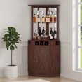 BENTISM Industrial Bar Cabinet Wine Bar Table with Glass Holder for Liquor & Glass