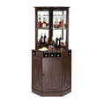 thumbnail image 1 of BENTISM Industrial Bar Cabinet with Glass Holder, MDF Board Brown, 1 of 10