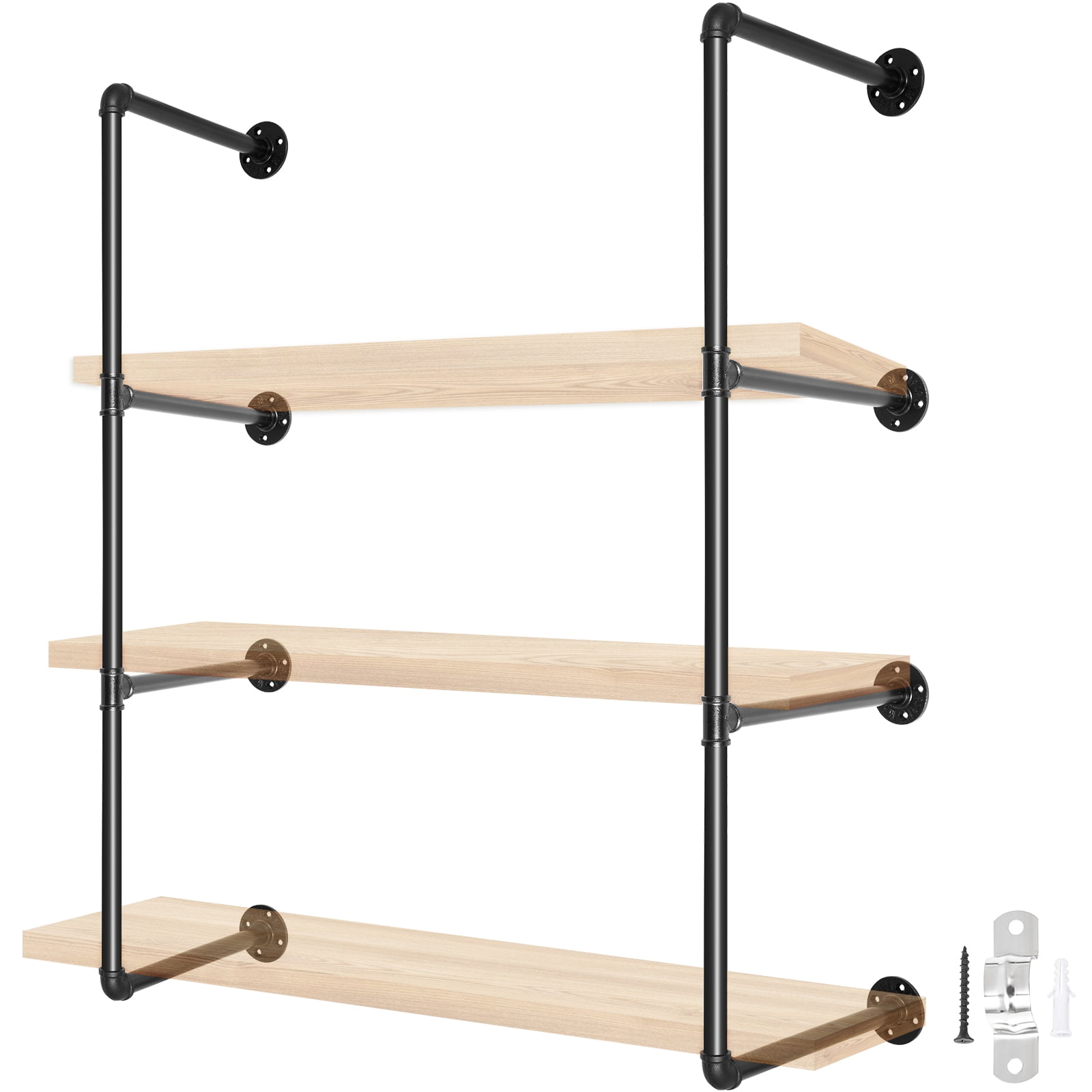 Jaxpety 3 Tier Industrial Retro Wall Mount Iron Pipe Shelves