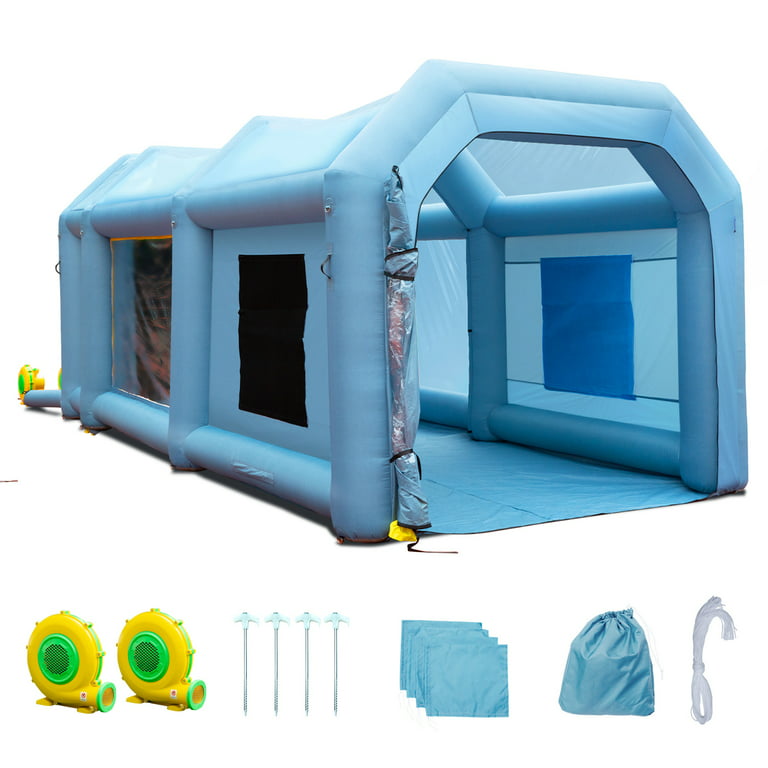 BENTISM Inflatable Paint Booth 20x10x8ft Inflatable Spray Booth Car Paint  Tent with 480W+750W Filter System Blower