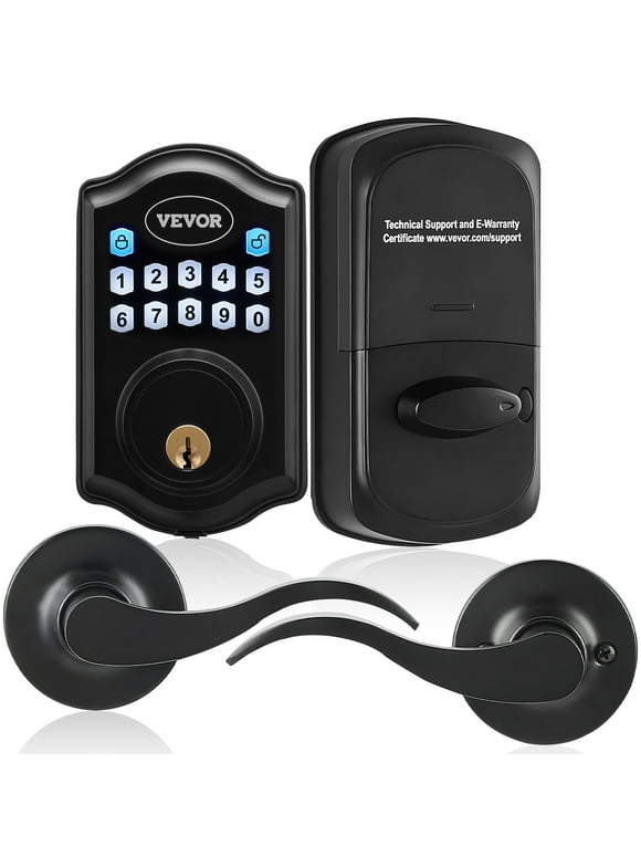BENTISM Keyless Entry Door Lock with Handle, Password and Key Unlock Combination Door Lock, Electronic Keypad Entry Lever, Auto-Locking Keypad Door Lock with Deadbolt for Front Door