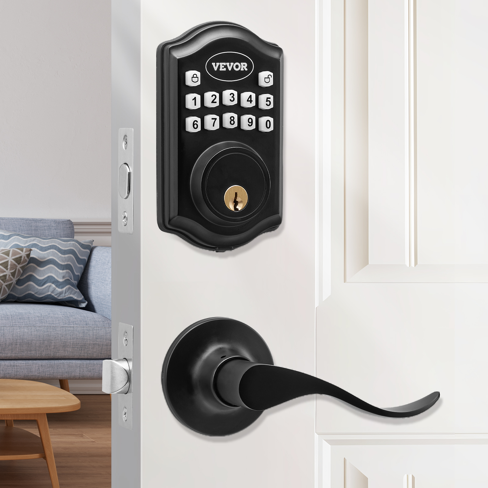 Keyless Entry Deadbolt and Lever Handle Door Lock Combo Pack with