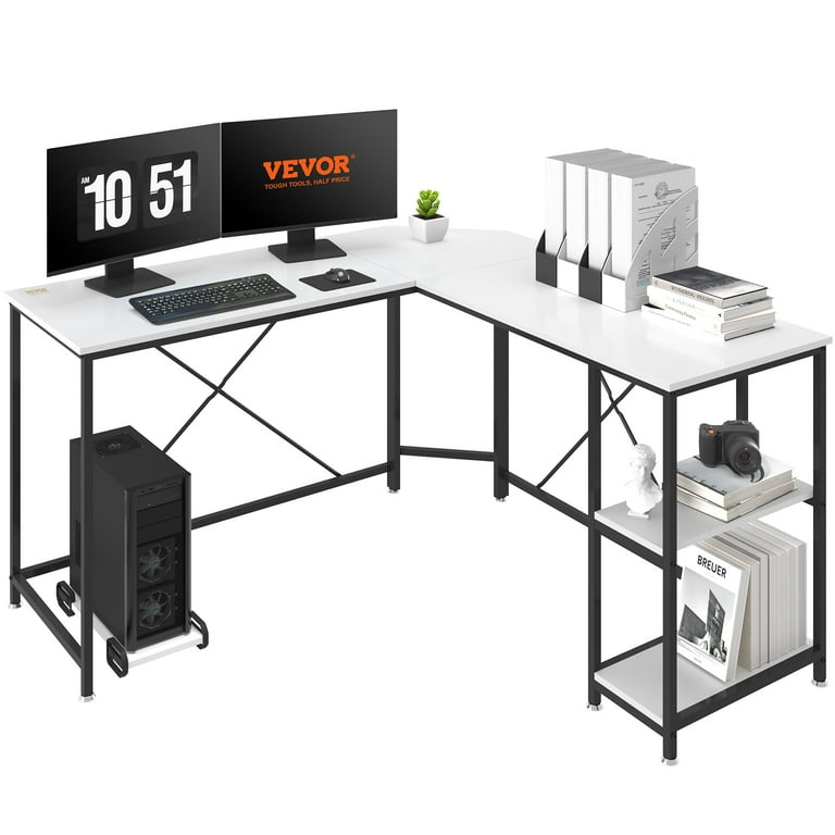 Simple white online corner desk