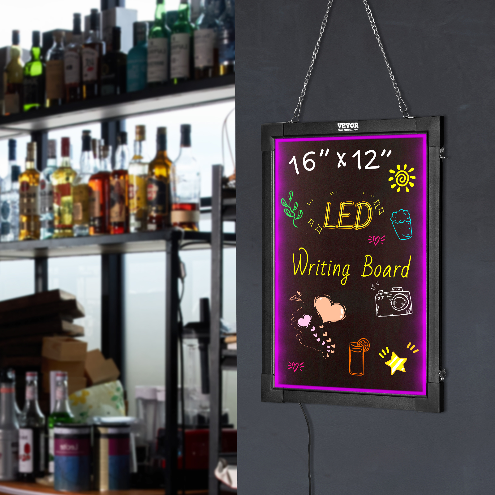 Acrylic Dry Erase Board, Reusable LED Light up Message Board with Stand