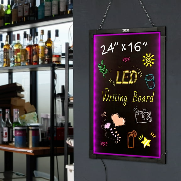 VEVOR LED Message Writing Board 24"x16" Illuminated Erasable Lighted Chalkboard
