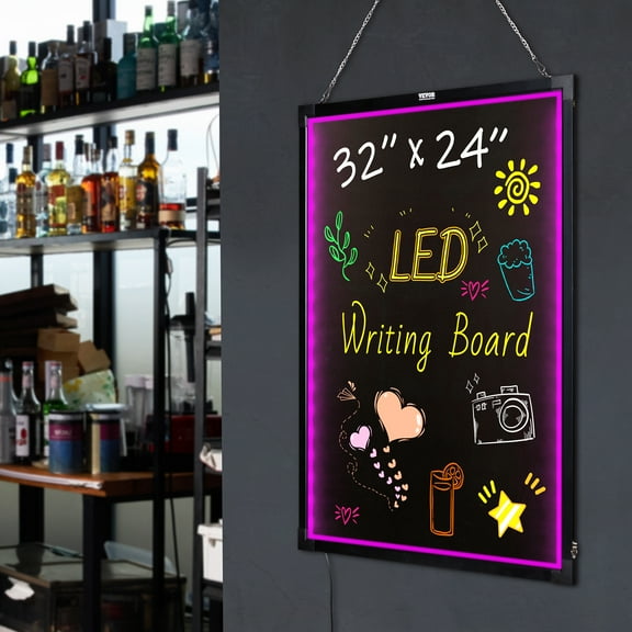 VEVOR LED Message Writing Board 32"x24" Illuminated Erasable Lighted Chalkboard