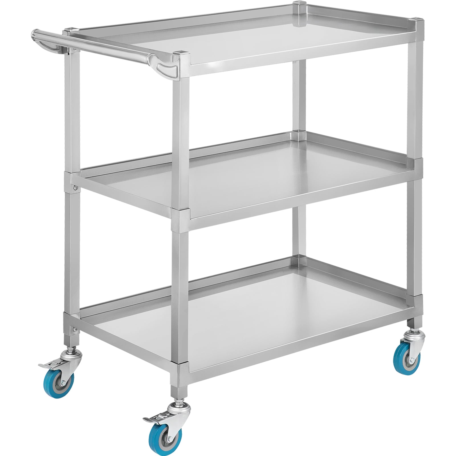 VEVOR Utility Service Cart, 2 Shelf 550LBS Heavy Duty Plastic Rolling Utility  Cart with 360° Swivel Wheels, Medium Lipped Shelf, Ergonomic Storage Handle  for Warehouse/Garage/Cleaning/Office