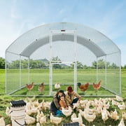 BENTISM 19.7x9.8x6.6 ft Walkin Large Metal Chicken Coop Innovative Half Door Design Poultry Cage Hen Run House Rabbits Habitat Cage Spire Shaped Coops with Waterproof and Anti-Ultraviolet Cover