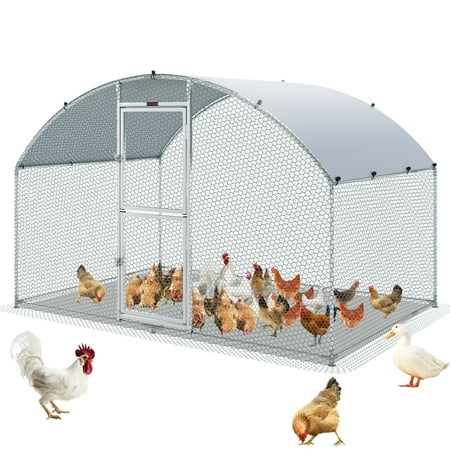 BENTISM Large Metal Chicken Coop, 6.6x9.8x6.6 ft ,Innovative Half Door Walkin Poultry Cage Hen Run House Rabbits Habitat Cage Spire Shaped Coops with Waterproof and Anti-Ultraviolet Cover Dome Roof