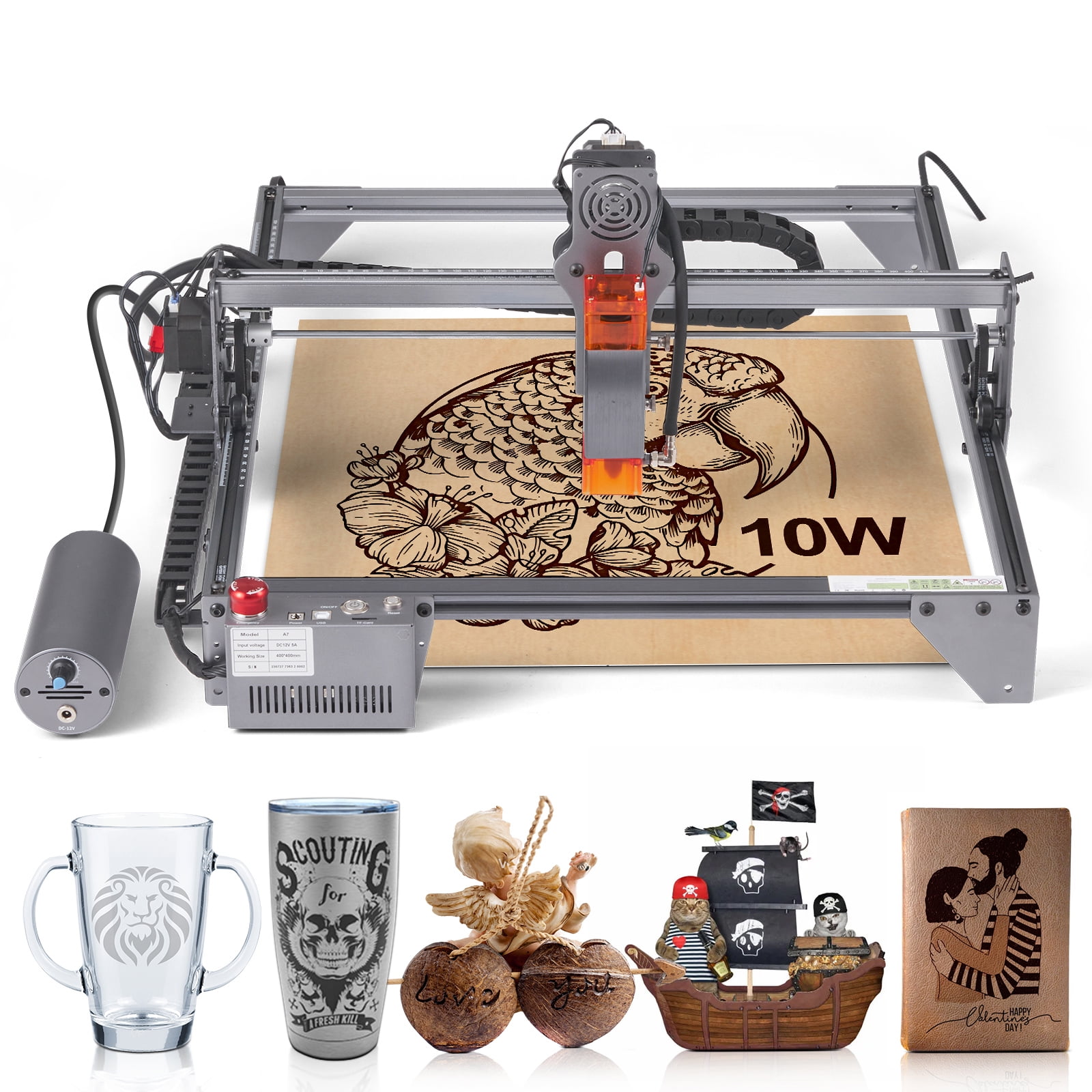 VEVOR Laser Engraver Laser Engraving Machine 10W Compressed Spot Eye Protection