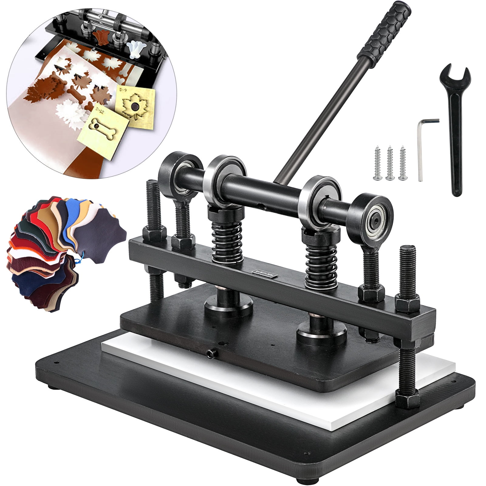 BENTISM Leather Cutting Machine, 360*220mm Die Cutting Machine Leather Hand  Press, Max. 15 mm Leather Embossing Machine Stroke for Handmade DIY Leather  Craft 