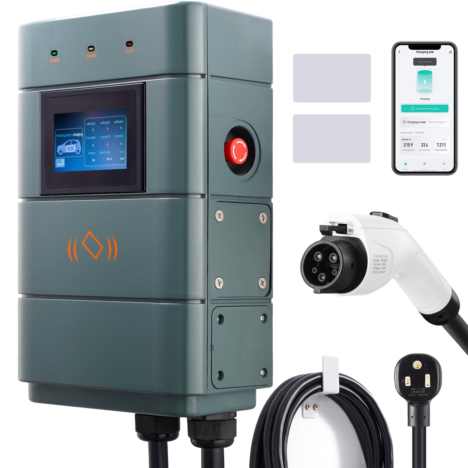 SKYSHALO Level 2 EV Charging Station 48A Home Electric Vehicle Charger NEMA6-50